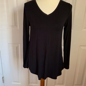 H by Halston Women's Black Modal V-Neck Long Sleeve Stretch Top XXS